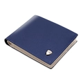 Portafoglio uomo minimalista in pelle blu con finitura testurizzata e logo argento - Blu