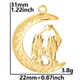 Detailed view of moon pendant size showing 31mm height and 22mm width measurements - Pendant / Gold