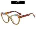Cat eye glasses featuring translucent olive green frames with colorful geometric accents - C7-Olive Green Frame Clear Lens