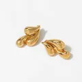 Polished gold geometric multilayer water drop earrings in a unique fluid triple-petal design - Gold Triple Waterdrop Style (D2759)