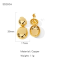 Minimalist geometric irregular brass earrings in polished gold finish for women - Double Layer Oval Shape (NYH-SS280A)