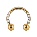 Gold-plated stainless steel U-shaped horseshoe ring with sparkling white zircon stones - 1.2x6x3x3mm / Gold
