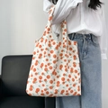 Borsa tote in tela con stampa floreale arancione, capiente borsa a spalla da donna - Cachi arancione