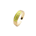 Verstellbarer vergoldeter offener Ring mit grüner Emaille und HOPE-Schriftzug-Gravur - Gelb / Einstellbar Offen