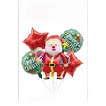 5-piece Christmas foil balloon set with Santa Claus and Merry Christmas stars - Gift Santa