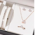 Ensemble de bijoux élégants en or rose avec collier et boucles en coffret cadeau - 3051