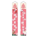 Pink Christmas door banner set with Merry Christmas text and festive illustrations - 1 Pair 30*180cm / Pink