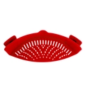 Scolapasta universale in silicone rosso con clip per scolare pasta e verdure fresche - Rosso