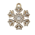 Ciondolo a fiocco di neve dorato con smalto bianco per gioielli fai-da-te e orecchini - Fiocco di Neve Bianco (18062) / 1 Pezzo (18x22mm) / Bianco