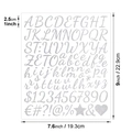 Silver glitter alphabet stickers size guide showing 1-inch letter height and sheet dimensions - Glitter Silver