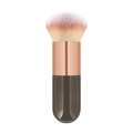 Flat top foundation brush with brown gradient bristles and rose gold metal ferrule - Small Chubby Brown Rose Gold Tricolor White Tip Hair