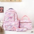 Student backpack 3-piece set with pink camouflage patterns and a cute plush bear charm - Pink Camouflage 3Pcs Set / Pink