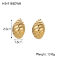 Detailed size view of gold spiral metal earrings measuring 2.6cm by 1.8cm and 13.0g - Chrysalis Spiral Style (HE47188DW0)