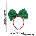 Green glitter Christmas bow headband with golden Merry Christmas text and red base - Green Sequin Bow