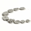 Irregular silver natural geode crystal tower beads for jewelry making on white background - Tower Shape 12-28mm / White Gold
