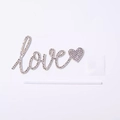 Silver love cake topper set with rhinestones heart design and mounting accessories - Felt Rhinestone Love Style D 5Pcs