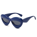 Occhiali da sole cat-eye blu scuro con montatura a bolle lucida e lenti grigie di tendenza - Montatura Blu Lenti Grigie