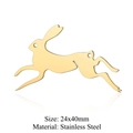 Golden stainless steel running rabbit jewelry pendant with double loops 24x40mm - Gold Jumping Rabbit (5Pcs/Pack)