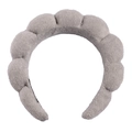 Chic grey sponge padded headband in soft terry cloth fabric for a high top look - Grey Terry Headband