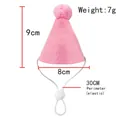 Pink felt pet birthday hat with plush ball and adjustable strap, size 9x8cm - Pink Birthday Hat