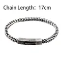 Pulsera de cadena trenzada cuadrada de 4mm en plata antigua, 17cm de longitud - 17cm / Plata Antigua