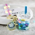 Creative blue beverage cup keychain with rainbow strap and star bubble ball charm - Lanyard Style / Blue
