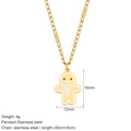 Gold gingerbread man pendant necklace in stainless steel with measurement details - Gingerbread Man Style (G13)