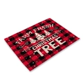 Red and black buffalo plaid Christmas placemat with Farm Fresh Christmas Tree print - Red Black Plaid Farm Fresh