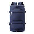 Dark blue multi-functional travel backpack with durable nylon fabric and large compartments - Dark Blue