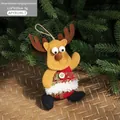 Addobbo natalizio renna di peluche gialla con vestito a quadri rosso e verde per albero - Renna Gialla (Senza Campanello)