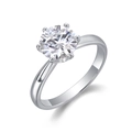 Elegant 925 sterling silver ring with a classic six-prong solitaire round brilliant cut gem - Silver 50 Points / US Size 7