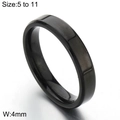 Classic 4mm black polished stainless steel ring band for couples in minimalist style - 4mm Black (KR102947-WGBL)