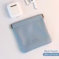 Waterproof light blue PU leather mini makeup pouch with snap closure 11x11cm - Sky Blue