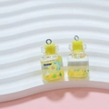 Mini driftwood bottle charm with yellow flowers and silver ring for DIY accessory - Yellow Wish Bottle