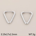 Silver triangle hoop earring with 19x17x2.3mm dimensions and polished stainless steel finish - Triangle Style (KE113997-KFC)
