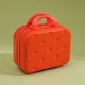 Mini 14-inch orange hard shell makeup case with geometric pattern and dual handles - Orange Red