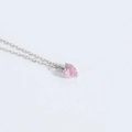 Elegant silver chain necklace featuring a small pink heart-shaped zircon pendant - Silver Chain / Light Purple