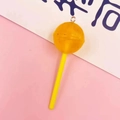 Miniature yellow resin lollipop charm with silver metal clasp for DIY accessories - Orange Lollipop