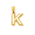 Golden titanium steel letter K pendant with white inlay and beaded edge detail - Letter K (Single Pendant)