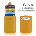 Yellow pull-out PU leather card holder with 5+1 card slots and metal snap ring - 5+1 Slots Pull-out / Yellow