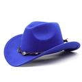 Royal blue Western cowboy felt hat with evil eye woven band shown in a 45-degree angle view - Sapphire Blue