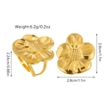 Detailansicht des goldenen Blumenrings mit Gitterstruktur inklusive Maßen und Gewicht - 3D Fünfblättrige Blume