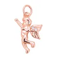 Rose gold flying angel pendant with micro-pave crystals and polished finish - Angel / Rose Gold