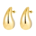 Minimalist golden teardrop earrings with a high-polished hollow metal finish for women - Gold