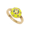 Adjustable gold evil eye ring with colorful zircon stones and yellow enamel finish - Adjustable Open / Yellow