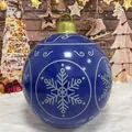 Deep blue PVC inflatable Christmas ball ornament with white snowflakes and LED light - Blue Snowflake Pattern