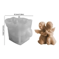 DIY silicone mold for kissing angel candles and plaster ornaments showing 8.3cm dimensions - Kissing Couple Angels / 8.3x8.3cm