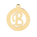 Colgante circular hueco de oro pulido con letra B estilizada para joyería DIY - Letra B