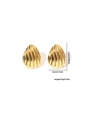 Detail showing the 2.5cm golden pleated texture stainless steel earring dimensions - Gold Fan-Shaped Striped Relief Studs (BJGE0332)