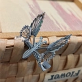 Silver butterfly hair clip with moving wings on spring and metal duckbill clamp - Basic Style / Gunmetal